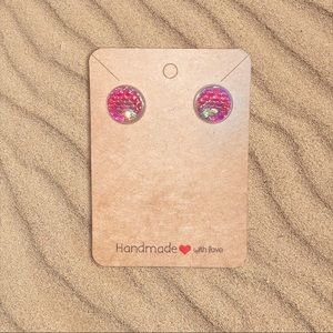 Treasure Tales Mermaid Stainless Steel Earrings- 12mm- Magenta